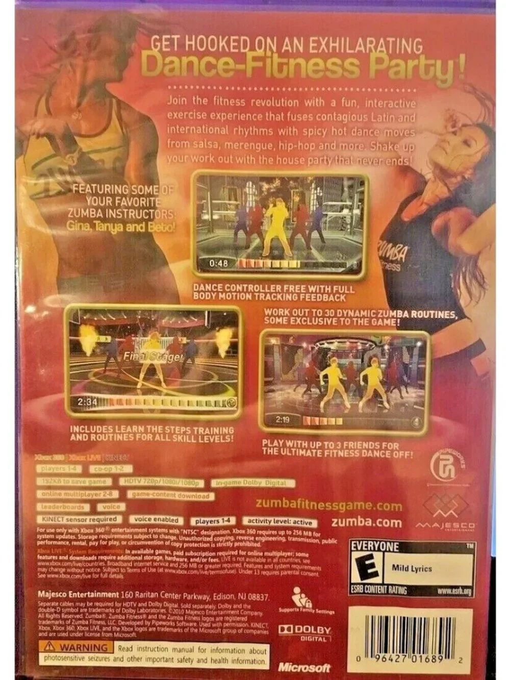 Vintage XBOX 360 Kinect Zumba Fitness Microsoft Join The Party Used